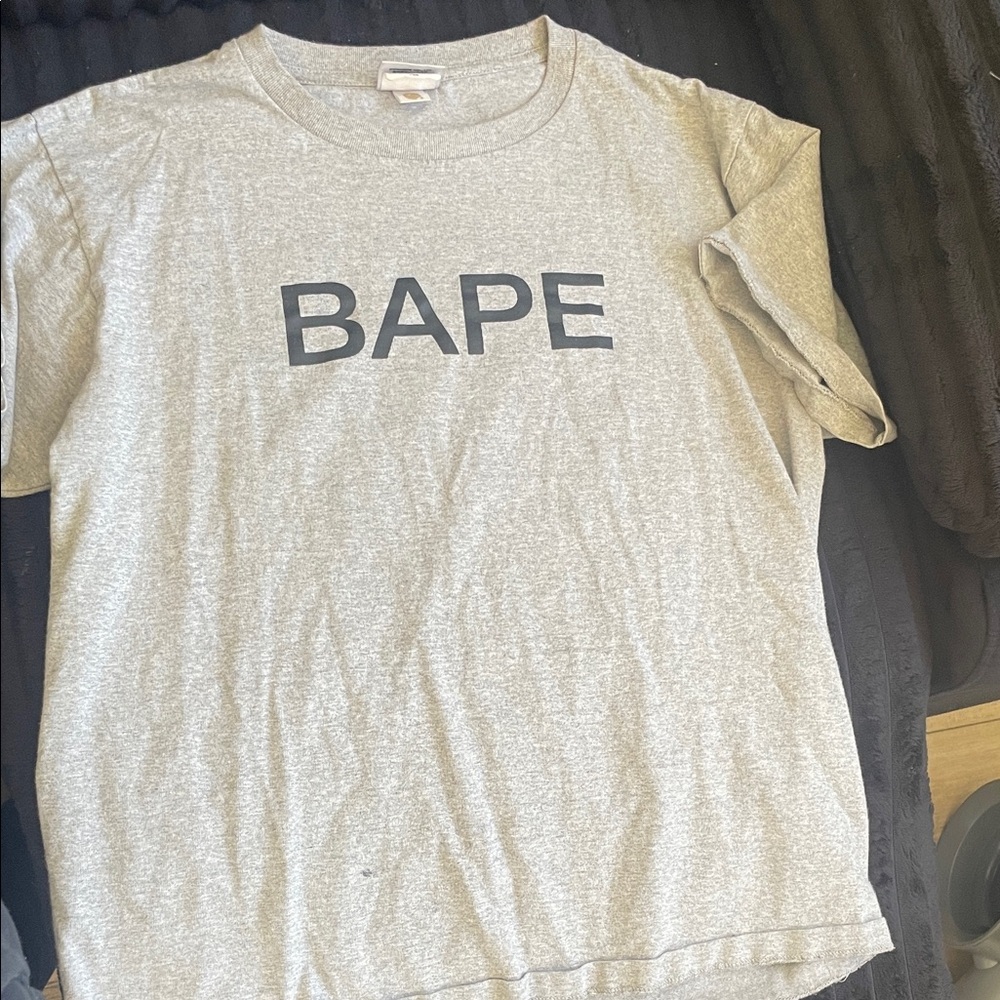 Bape Heather Gray Logo Tee